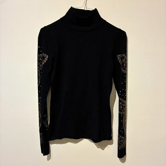 Venus Black Turtleneck with Jeweled Sleeves - Women's XS - Picture 1 of 8